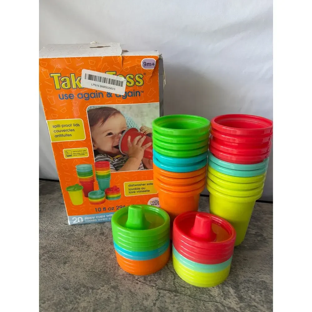 The First Years Take & Toss Spill Proof Reusable Sippy Cups- Rainbow Party Pack